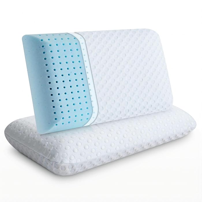 Cooling gel memory foam pillow, cutaway showing gel layer