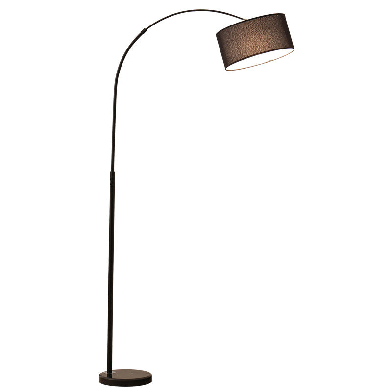 Modern black arc floor lamp with marble base