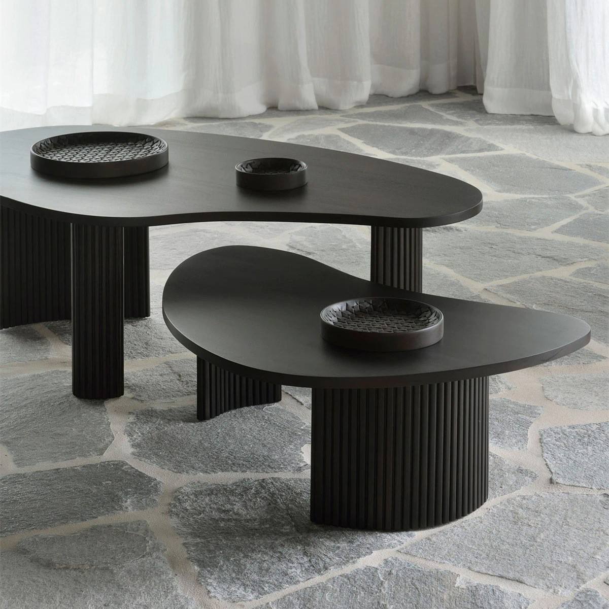 Pebble nesting tables with faux marble tops