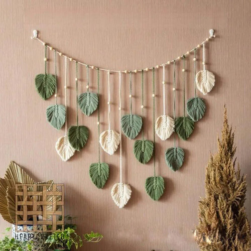 Boho macrame wall hanging in natural cotton