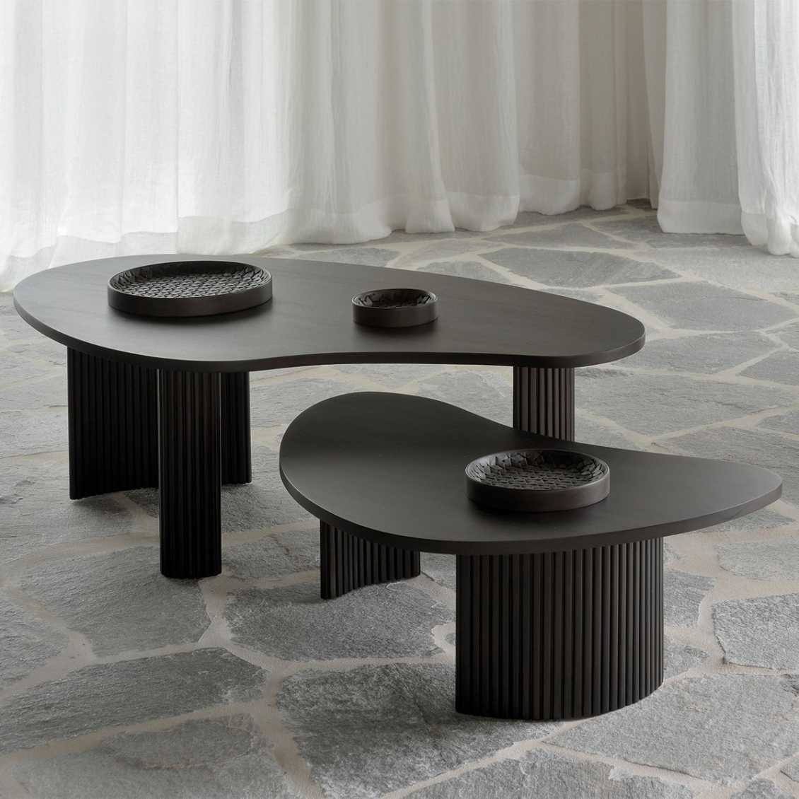 Nesting pebble coffee tables detail
