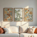 Set of 3 botanical floral canvas wall art prints