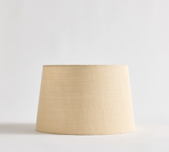Light tan tapered drum lamp shade, detail view