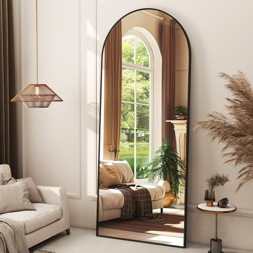 Arched full-length mirror, black frame